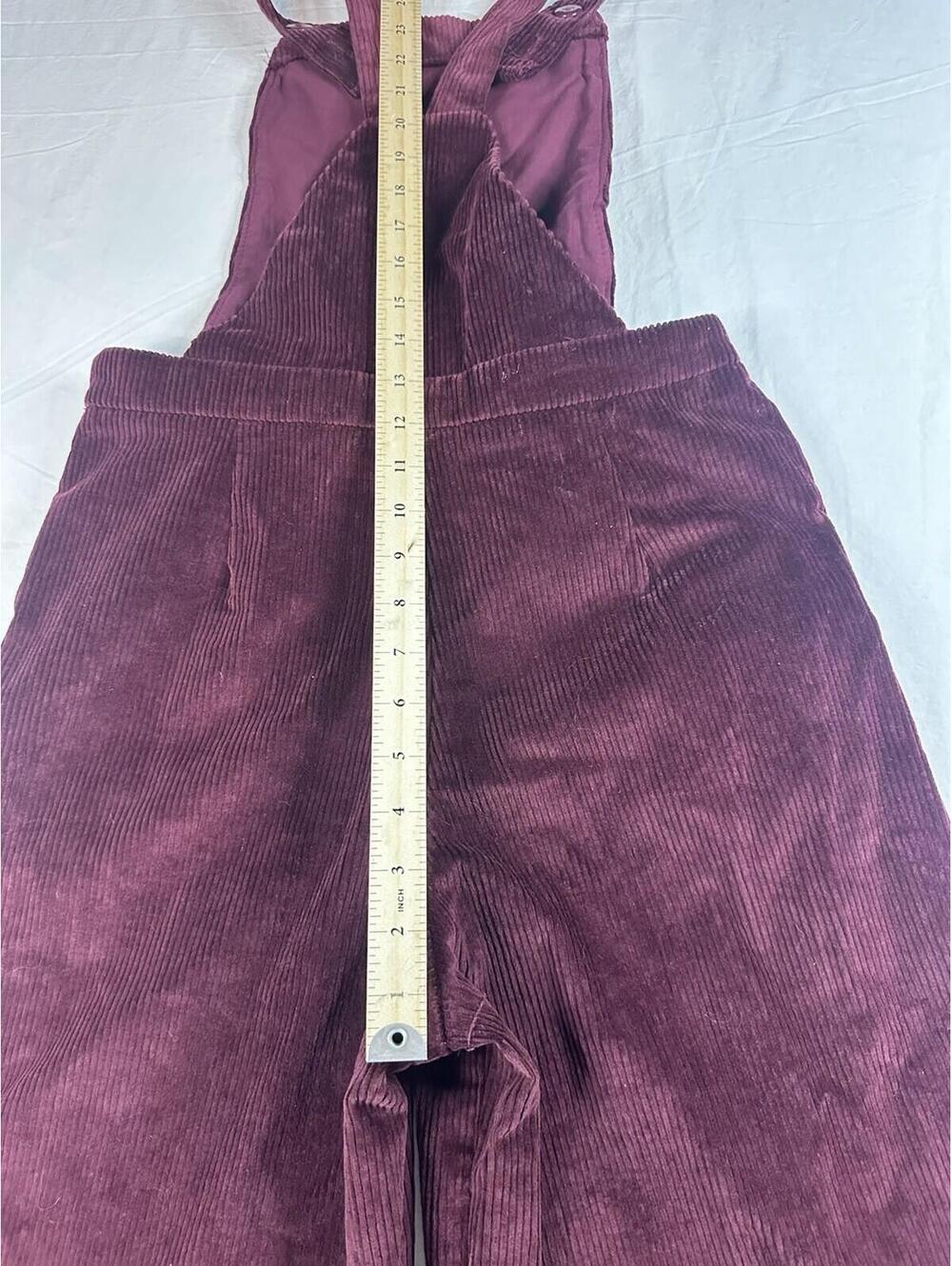 🍷 Vintage Corduroy Overalls Burgundy Wide Leg Jumpsuit S Xhilaration Wide-Leg - Picture 11 of 16